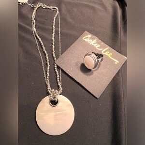 Cookie Lee- shell necklace and mother of pearl adjustable ring